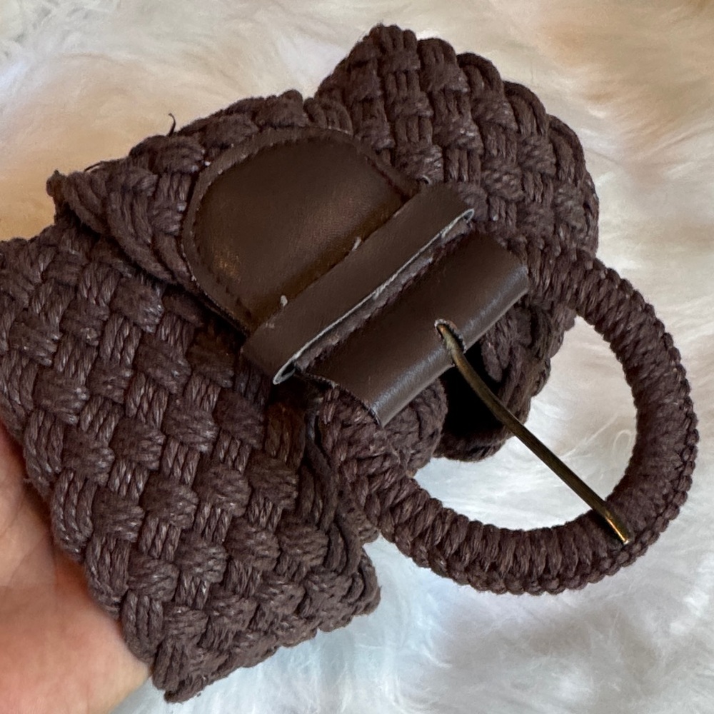 Vintage Woven Wide Belt Braided Brown BOHO Western